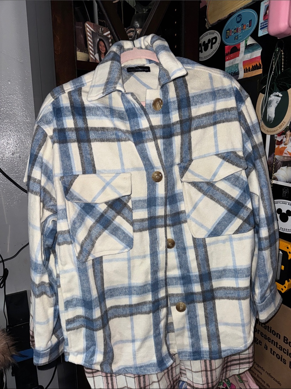 💥10 items for $10💥Cozy Blue & Cream Plaid Shacket